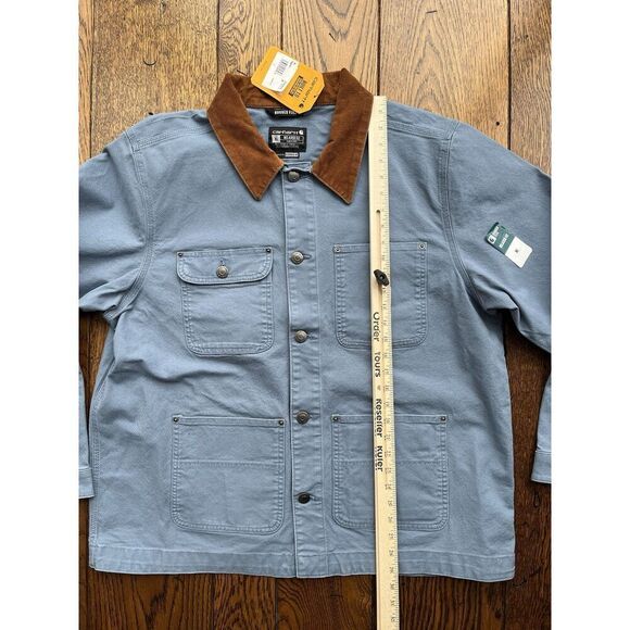 Carhartt Jacket Mens XL Blue Brown Rugged Flex Cotton Chore Coat OC6644-M - Picture 5 of 7